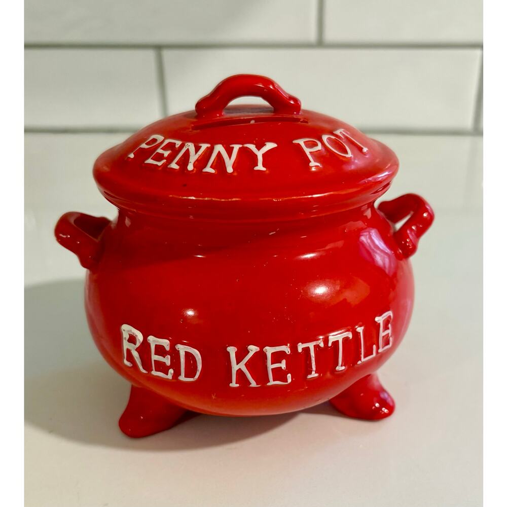 Vintage Red Kettle Penny Pot by Lego